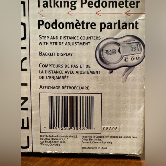 New In Box Centrios Talking Digital Pedometer W/Calorie Counter & Panic Alarm - Picture 2 of 6